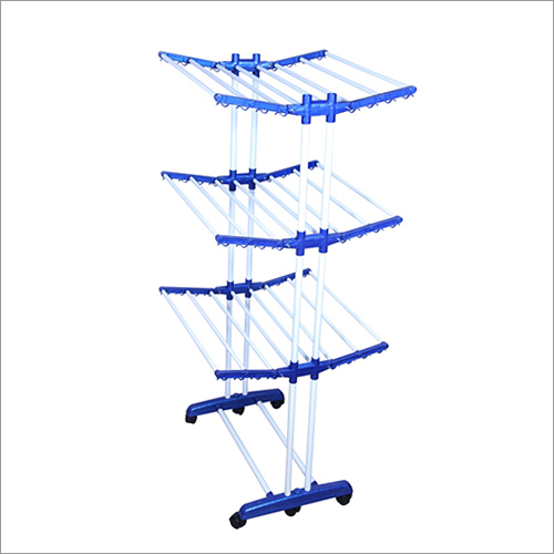 Ms Powder Coated Pipe - Customized Size, Blue Eco-friendly Drying Stand | Stainless Steel & Mild Steel, 3 Layers, 7-12 Kg Capacity