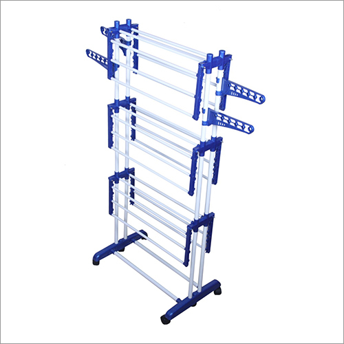 Ms Powder Coated Pipe - Customized Size, Blue Eco-friendly Drying Stand | Stainless Steel & Mild Steel, 3 Layers, 7-12 Kg Capacity