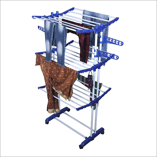 Ms Powder Coated Pipe - Customized Size, Blue Eco-friendly Drying Stand | Stainless Steel & Mild Steel, 3 Layers, 7-12 Kg Capacity