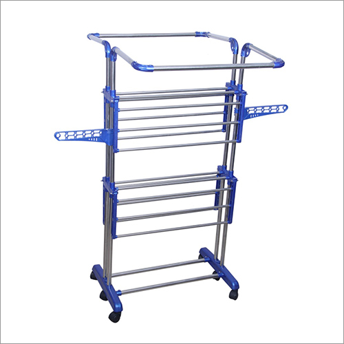 Blue Industrial Ss Pipe 3 Layer Cloth Drying Stand