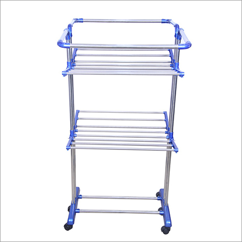 Blue Industrial Ss Pipe 3 Layer Cloth Drying Stand