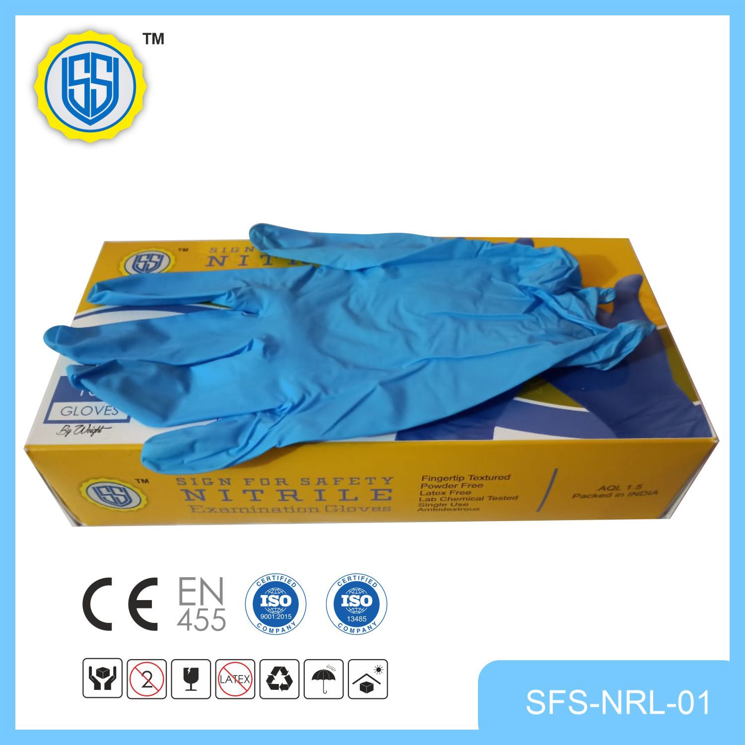 Nitrile Examination Gloves - Surgical Style, Blue Color | Medical Use, Full Finger Design, Latex Lining