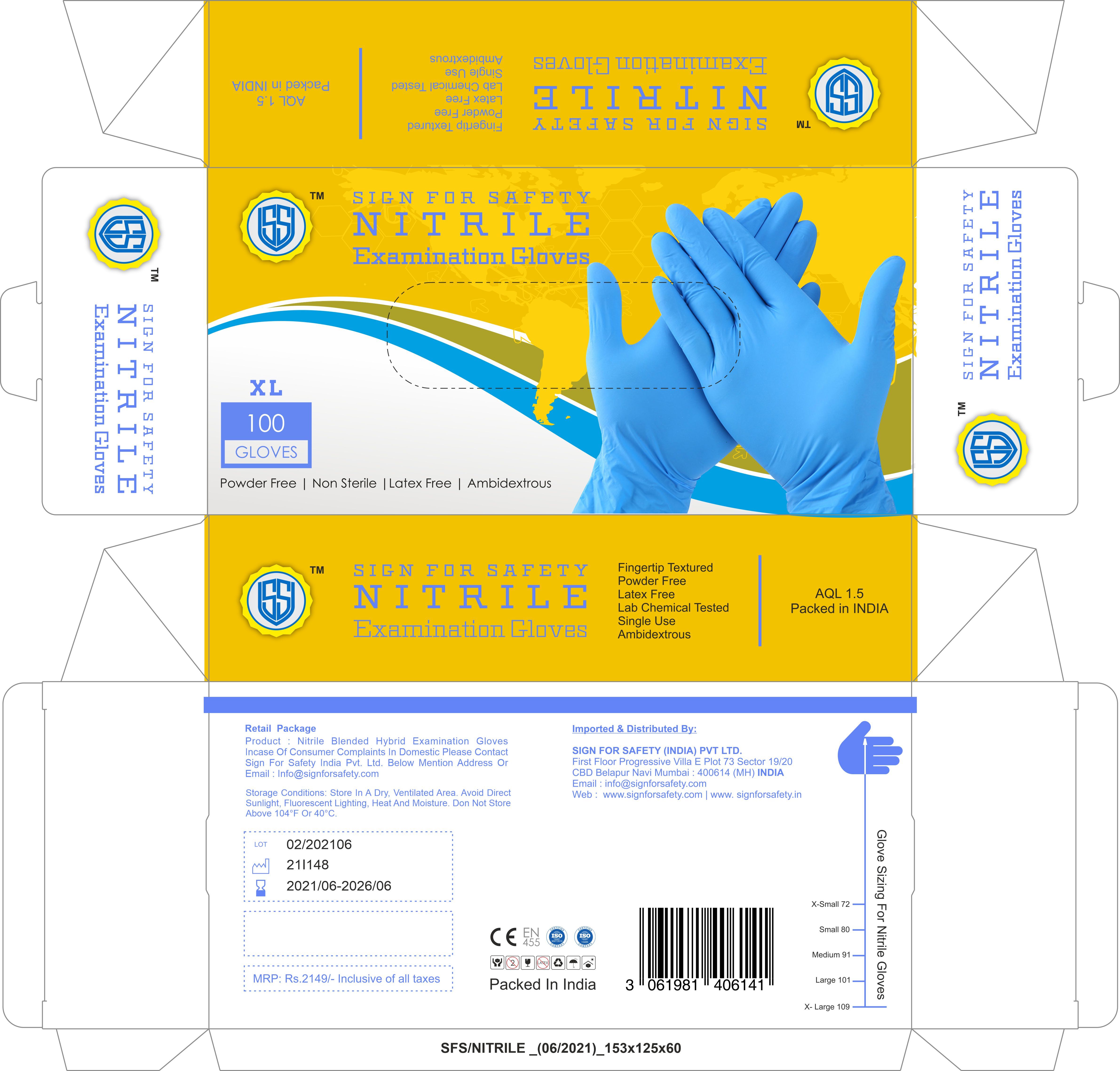 Nitrile Examination Gloves - Surgical Style, Blue Color | Medical Use, Full Finger Design, Latex Lining