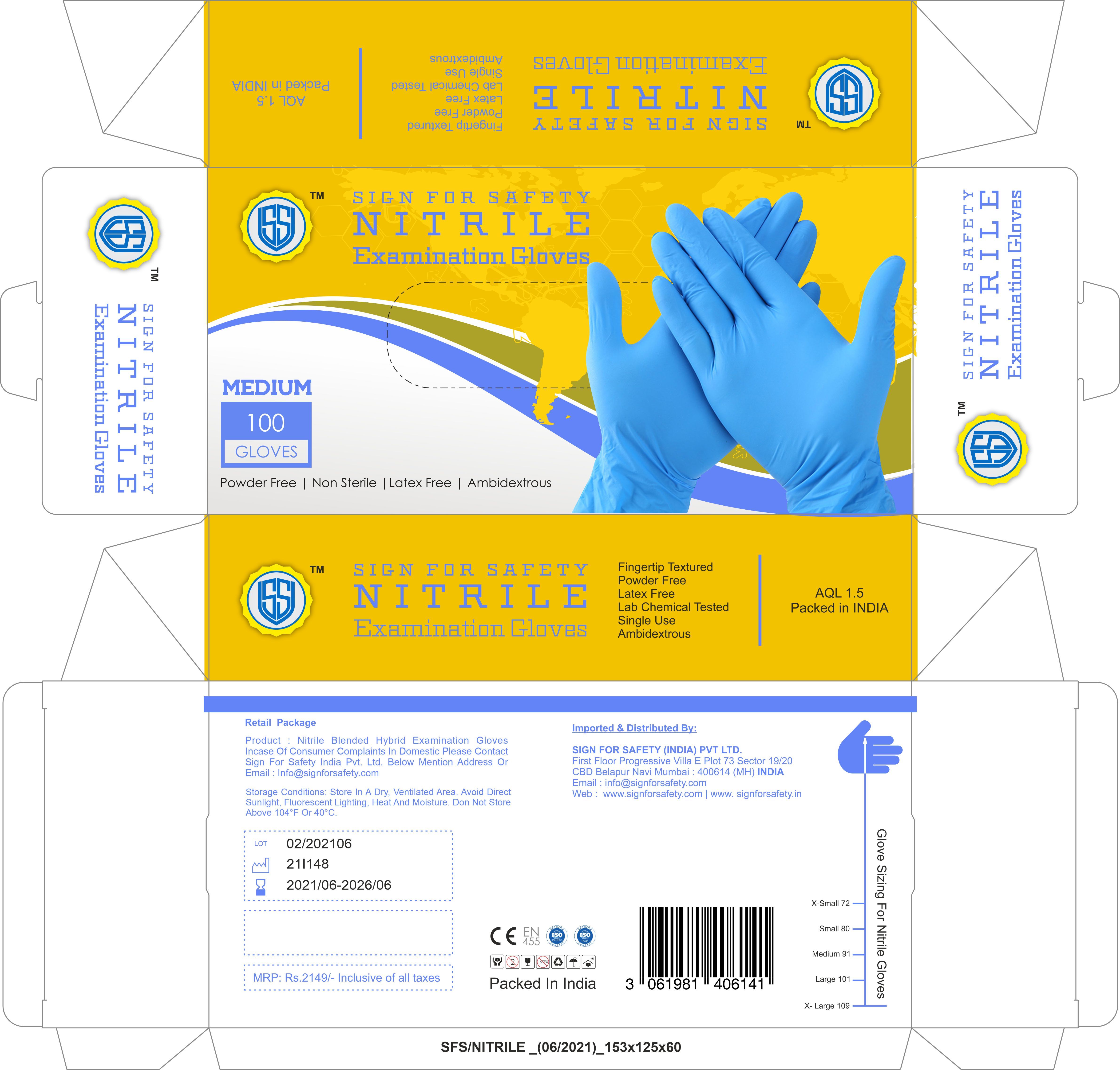 Nitrile Examination Gloves - Surgical Style, Blue Color | Medical Use, Full Finger Design, Latex Lining