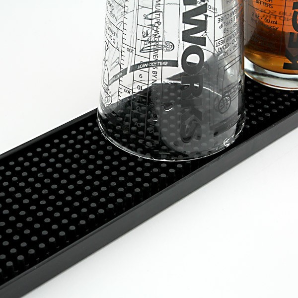 Bar Mat - Silicone 24x3 Inches | Modern Black Design, Lightweight 450 Grams, Prevents Spillage On Bar Counters