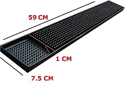 Bar Mat - Silicone 24x3 Inches | Modern Black Design, Lightweight 450 Grams, Prevents Spillage On Bar Counters