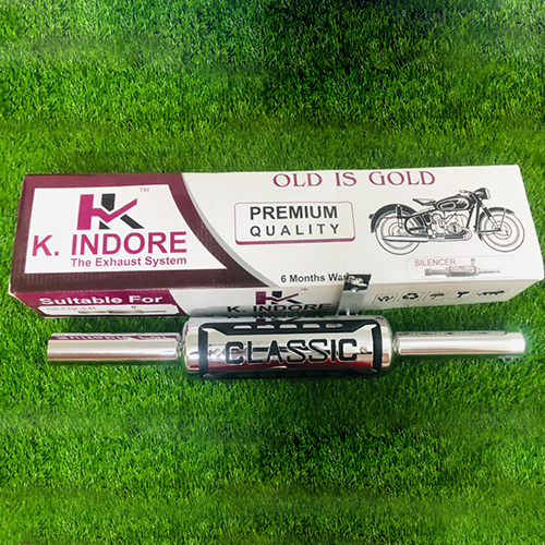 माइल्ड स्टील रॉयल एनफील्ड के इंदौरी क्रोम ब्लैक प्लेट साइलेंसर