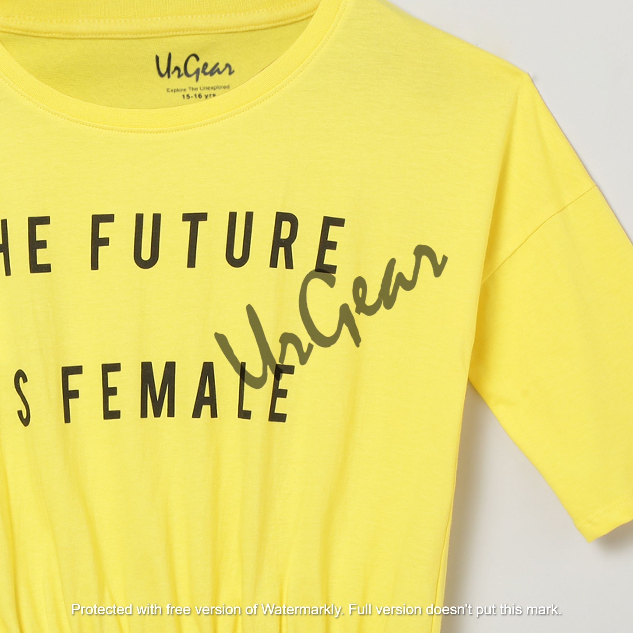 Urgear Yellow Kids Printed Pure Cotton T-shirt