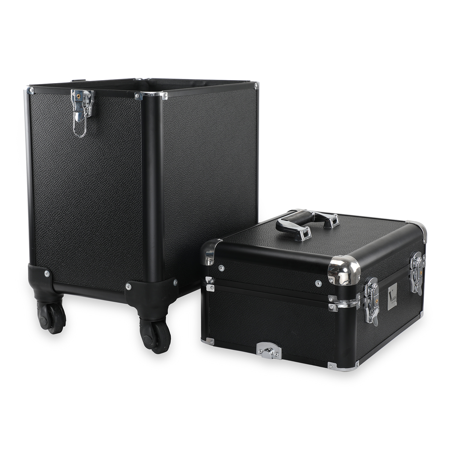 Vaara Royal Trolley Led Case R603 - Aluminium, 15.5" X 11.5" X 24" , Durable Makeup Storage With Multi-color Options