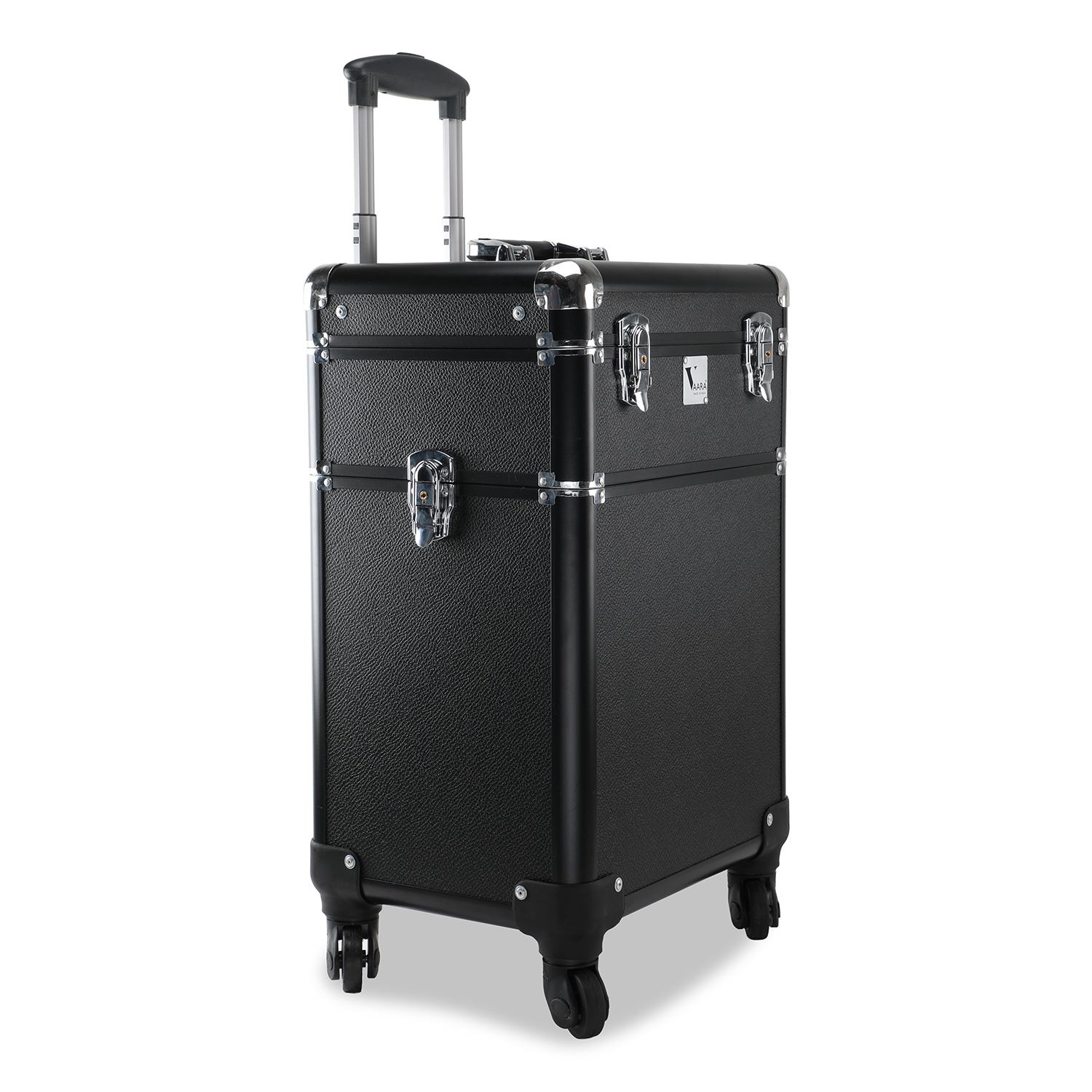 Vaara Royal Trolley Led Case R603 - Aluminium, 15.5" X 11.5" X 24" , Durable Makeup Storage With Multi-color Options