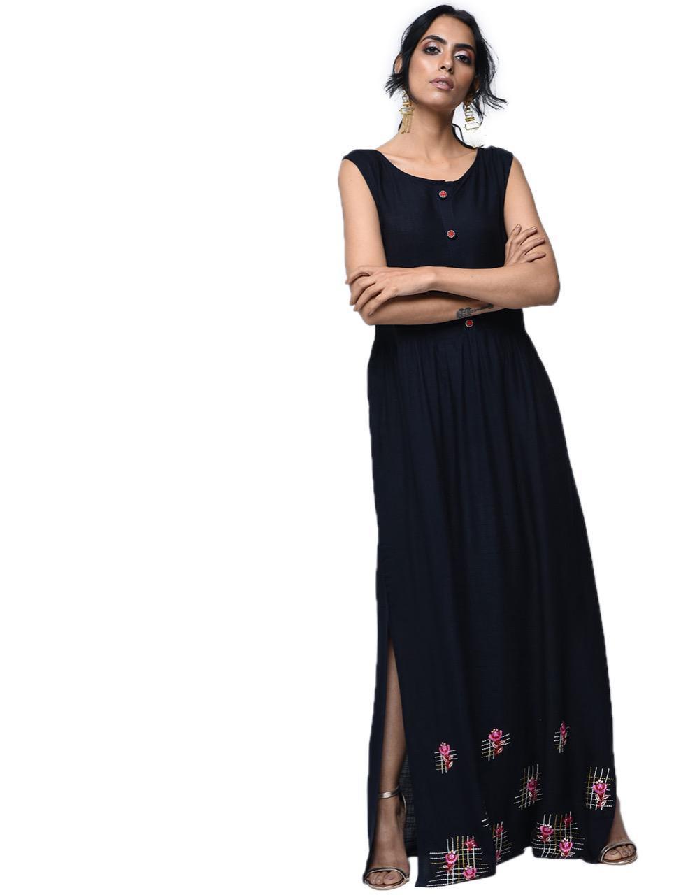Rayon Kurti - Cotton Silk Fabric, Blue Printed Indo Western Style | Festive Bollywood Look For All Seasons