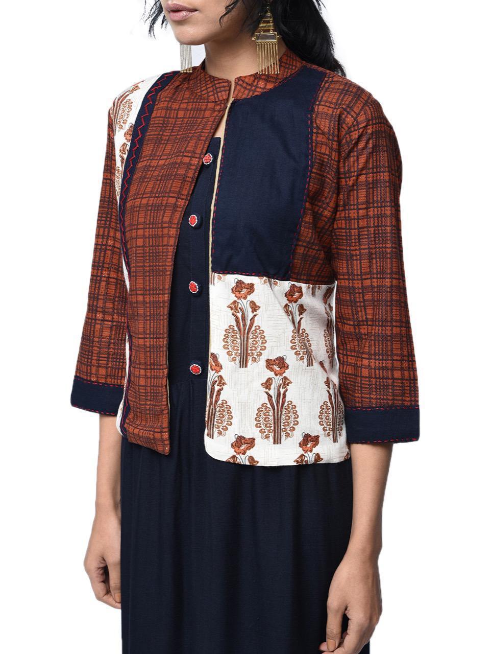 Rayon Kurti - Cotton Silk Fabric, Blue Printed Indo Western Style | Festive Bollywood Look For All Seasons