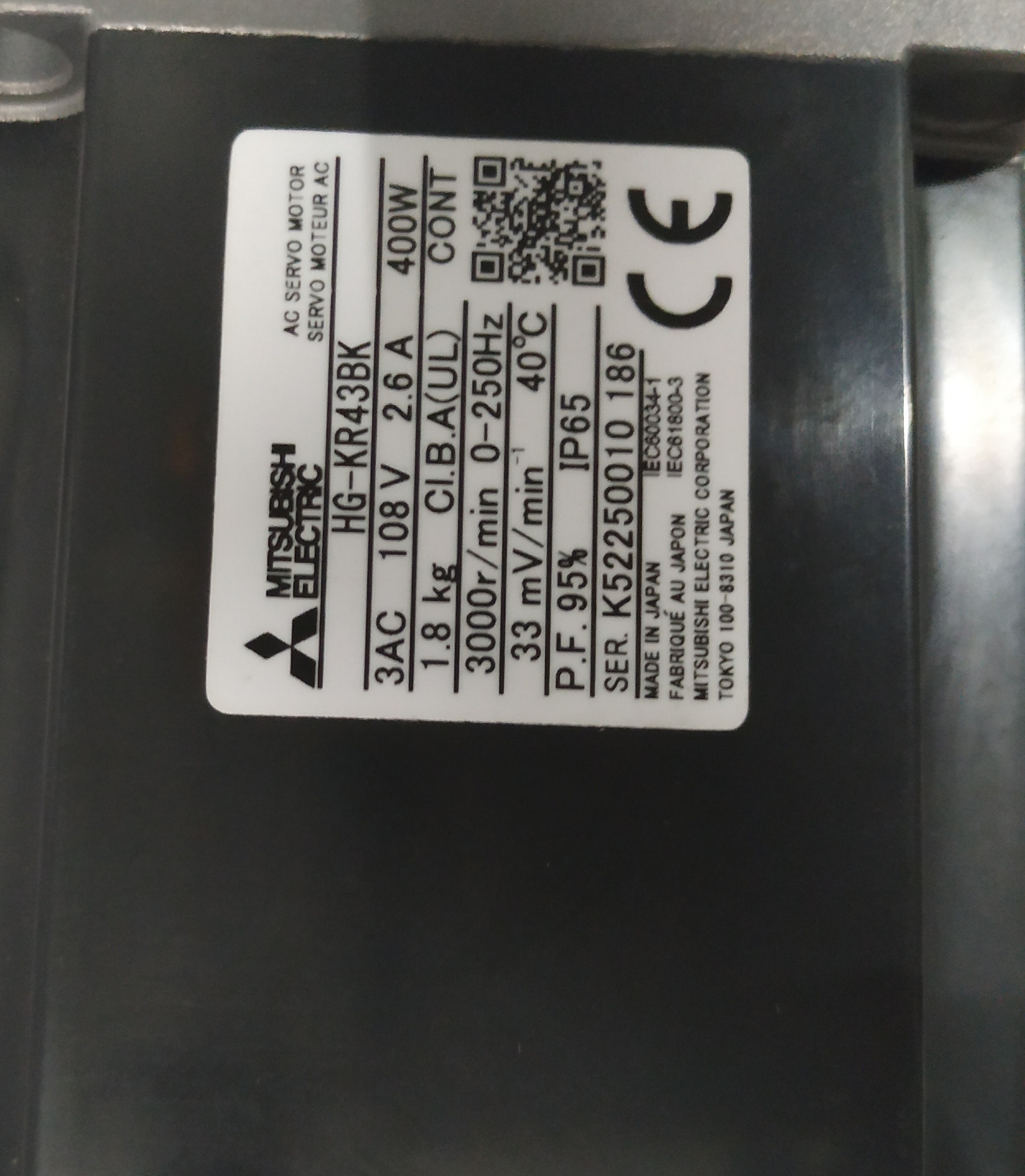 Mitsubishi Servo Motor Hg-kr43bk