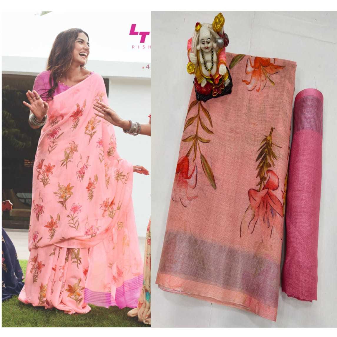 Party Wear Soft Linen Saree
