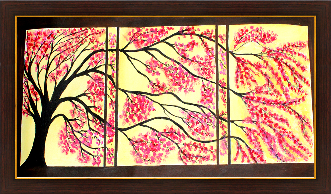 Flower Theme Canvas Painting - Canvas Paper, 36x20 Inches, Multicolor | Beautiful Handmade Art For Wall Decor, Perfect For Living Rooms And Gift Giving