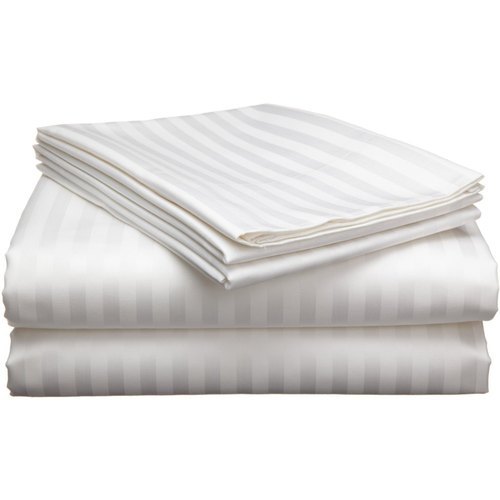 Double Hotel Bed Sheet - 100% Cotton, Full Size, White And Dyed, Thread Count 190/210/300/400, Stripe Weave | Washable, Minimum Shrinkage, Combed Yarn