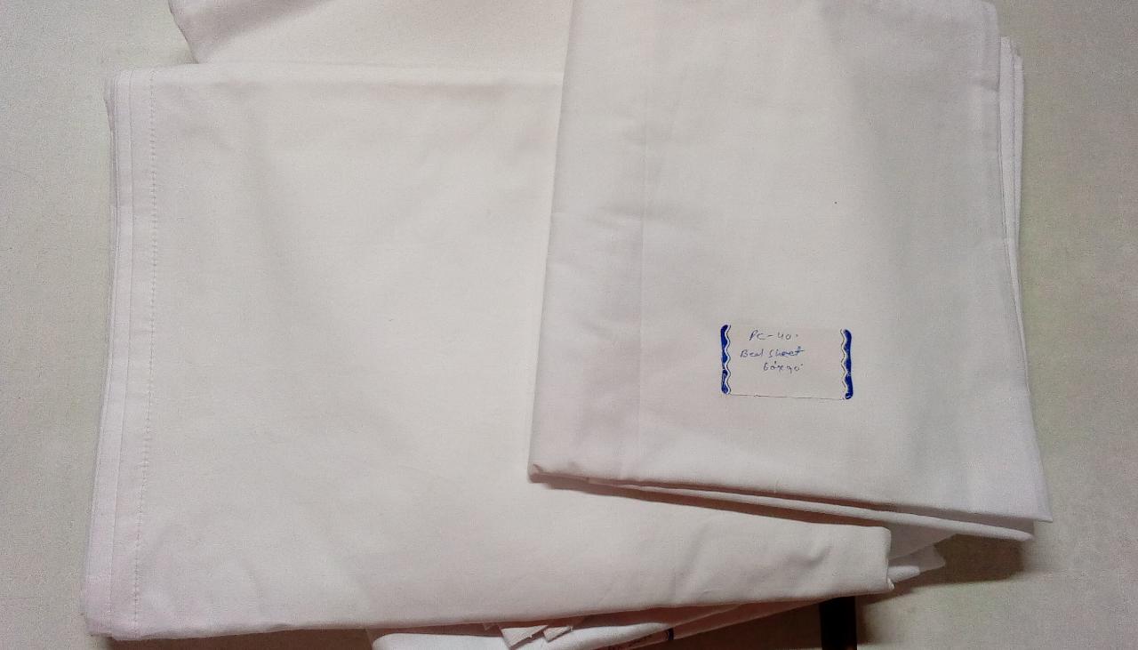 Double Hotel Bed Sheet - 100% Cotton, Full Size, White And Dyed, Thread Count 190/210/300/400, Stripe Weave | Washable, Minimum Shrinkage, Combed Yarn