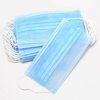 Disposable Face Mask - Non Woven, 17.5x10 Cm, Blue | Medical Grade, Waterproof, Sterilized, Recyclable