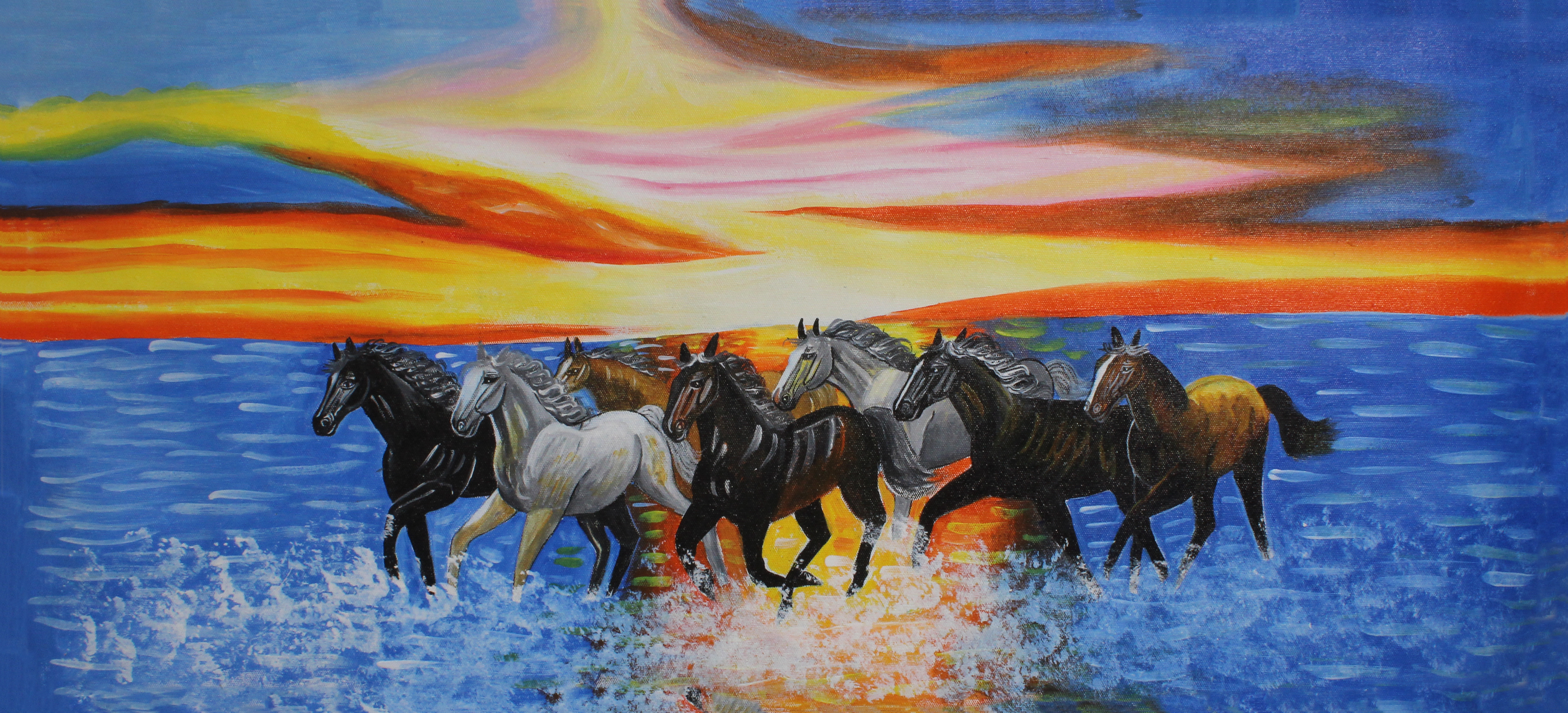 Multicolor Horsecanvas Painting