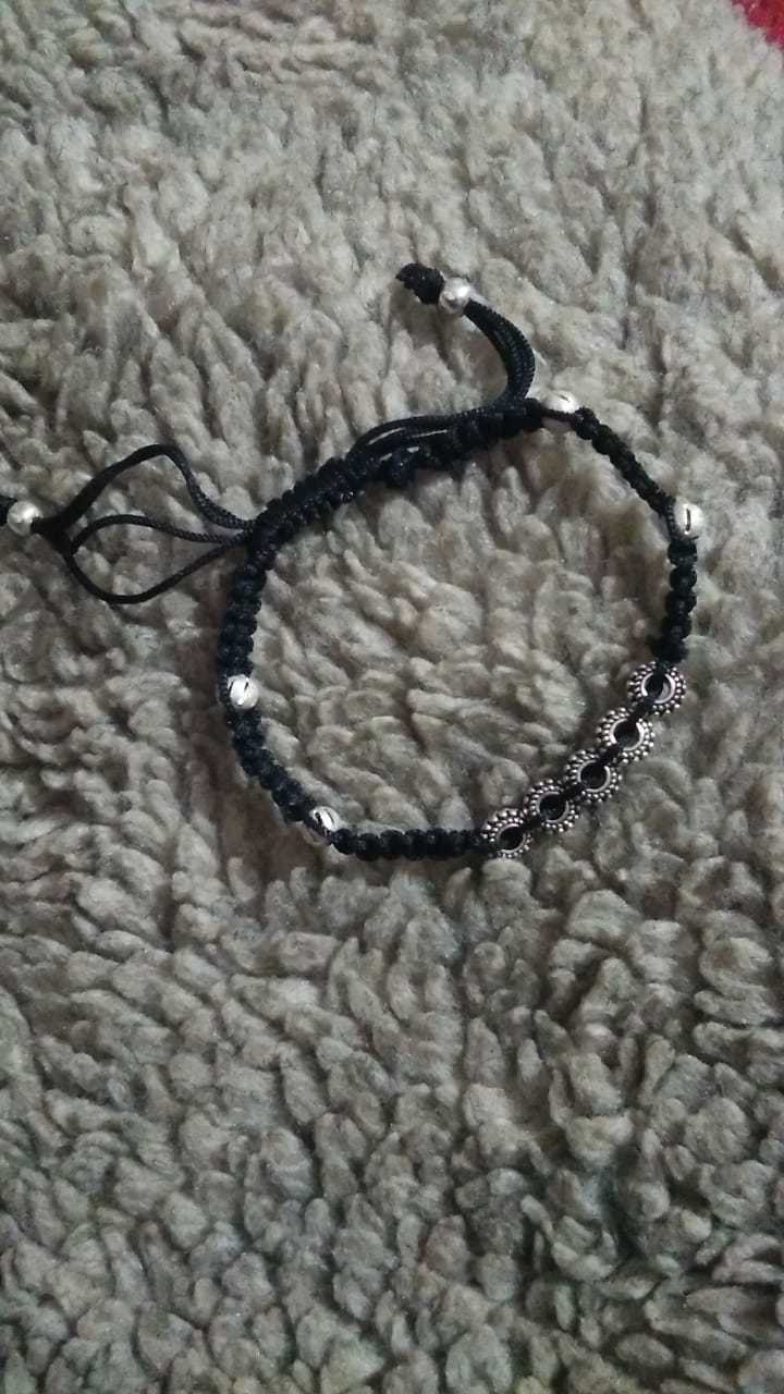 Black Thread Anklets - Silver Material, Custom Size, Black Oxo Color | Elegant Women's Jewelry For Anniversary, Engagement, Party, Wedding