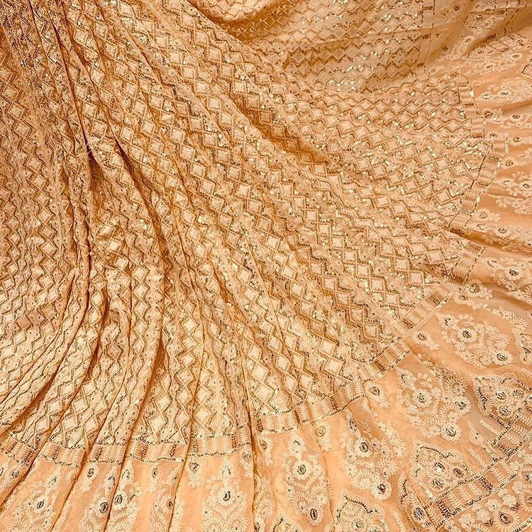 Available In Different Colour Embroidery Viscose Georgette Fabric