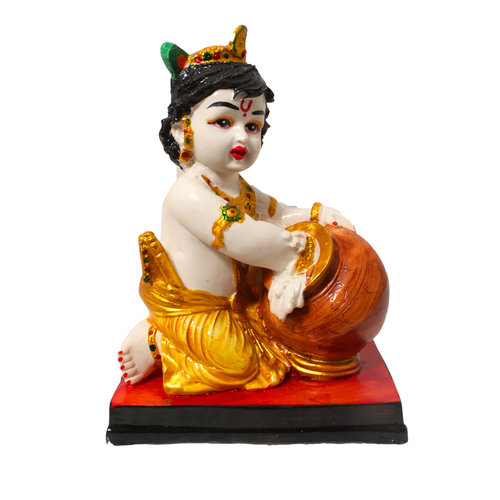 Polyresin Laddu Gopal Statue - Fine Quality Resin, Religious Theme , Easy to Clean, Non-Toxic Material, Intricate Craftsmanship, Lightweight Design, Hygienic Decor Item