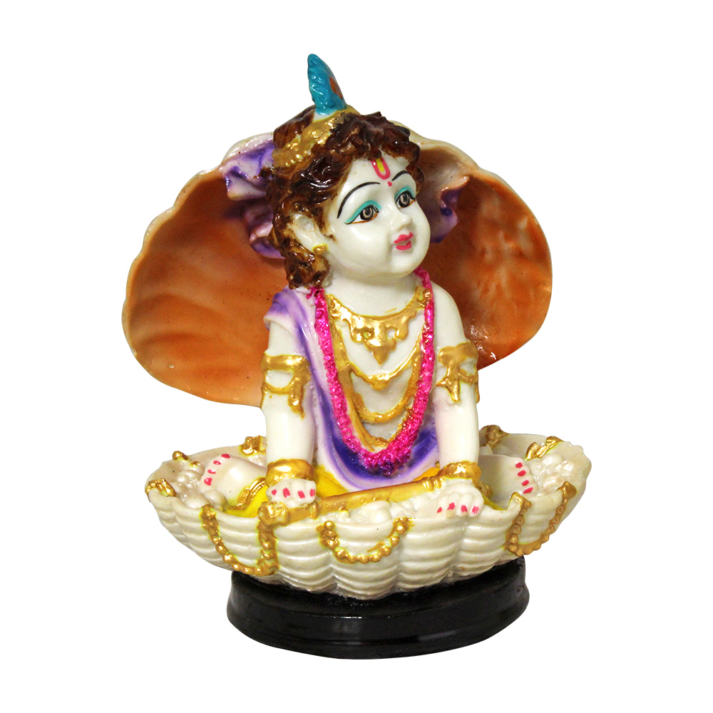Polyresin Laddu Gopal Statue - Fine Quality Resin, Religious Theme , Easy To Clean, Non-toxic Material, Intricate Craftsmanship, Lightweight Design, Hygienic Decor Item