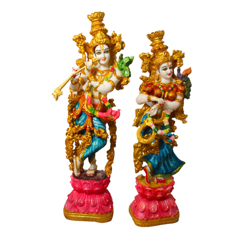 Painting Polyresin Radha Krishna Statue