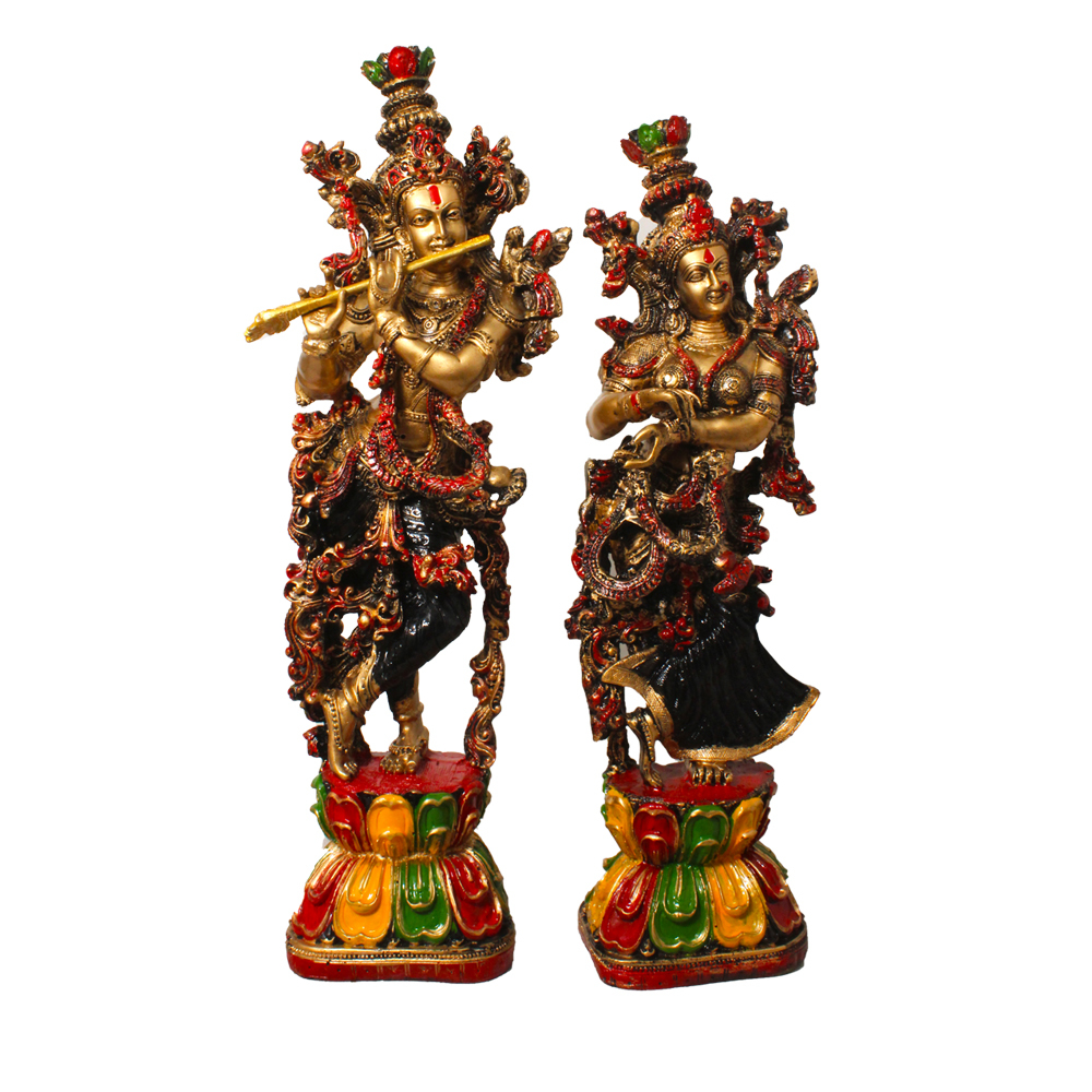 Painting Polyresin Radha Krishna Statue