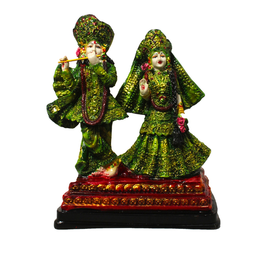 Green Color Radha Krishna Statue - Polyresin and Marble Blend, Easy to Clean, Lightweight, Non-Toxic and Rust Proof, Perfect for Home and Office Decor