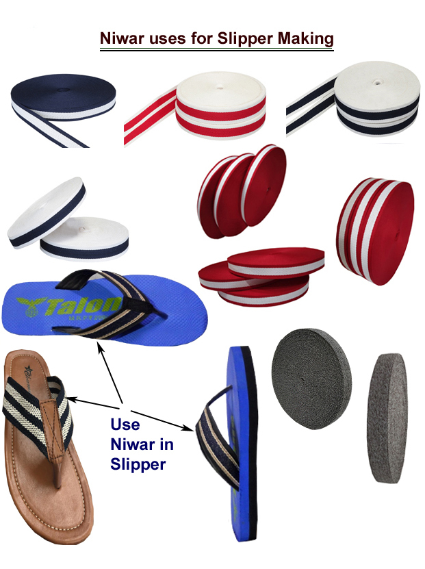 Double Color Niwar Tapes - 25 Mm Durable Polyester | Customizable In White, Black, And Red For Shoe And Bag Applications