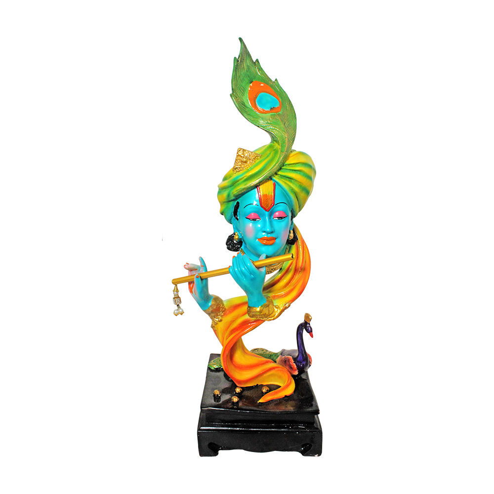 Painting Polyresin Mor Pankhi Krishna Statue