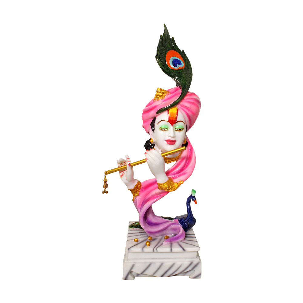 Painting Polyresin Mor Pankhi Krishna Statue