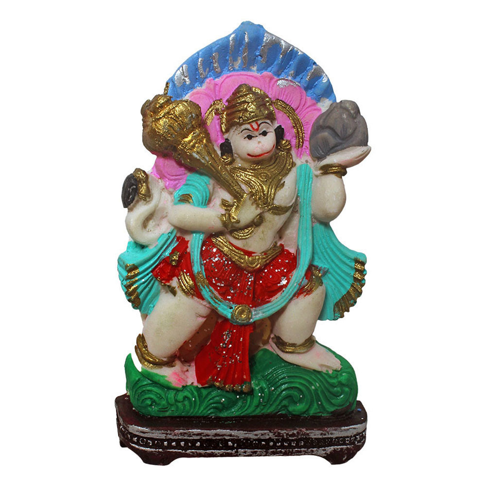 Hanuman Ji Resin Statue - Polyresin Material, Handmade Craftsmanship | Easy To Clean, Lightweight, Anti-tarnish Treatment, Perfect For Pooja Decor