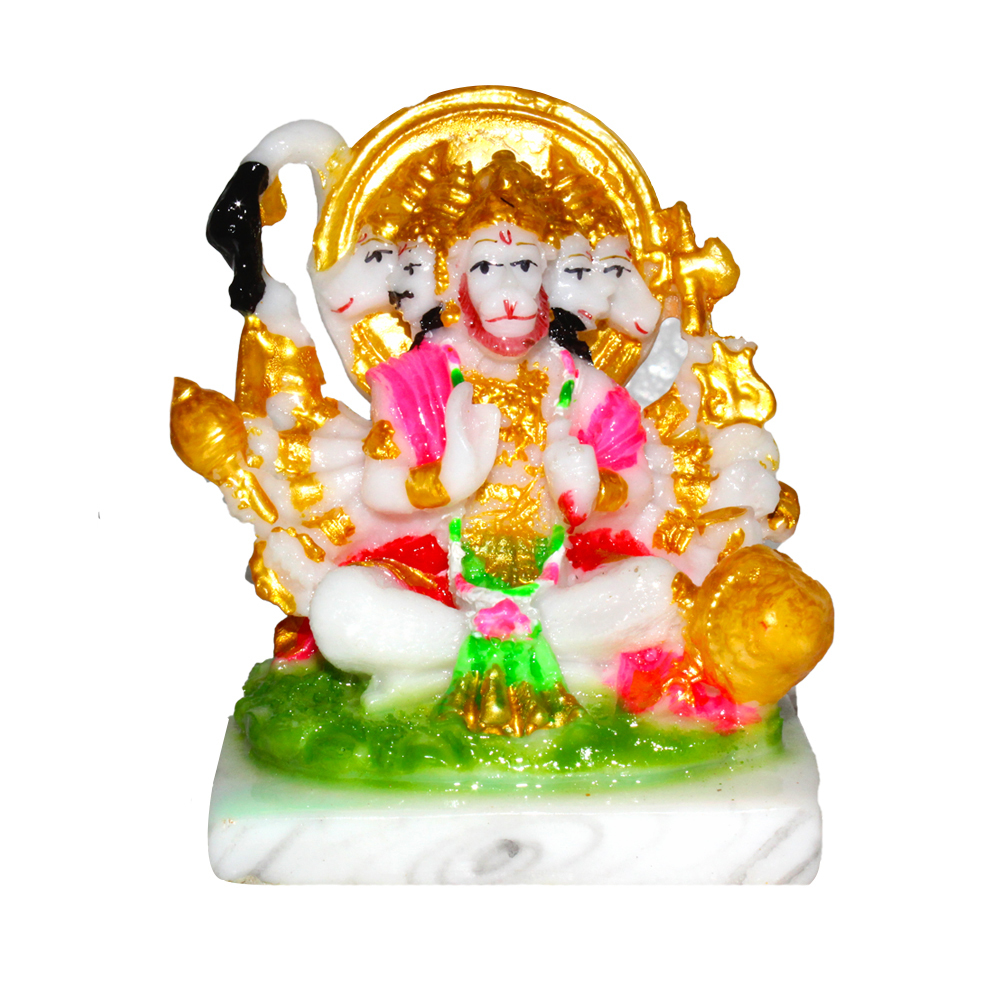 Hanuman Ji Resin Statue - Polyresin Material, Handmade Craftsmanship | Easy To Clean, Lightweight, Anti-tarnish Treatment, Perfect For Pooja Decor