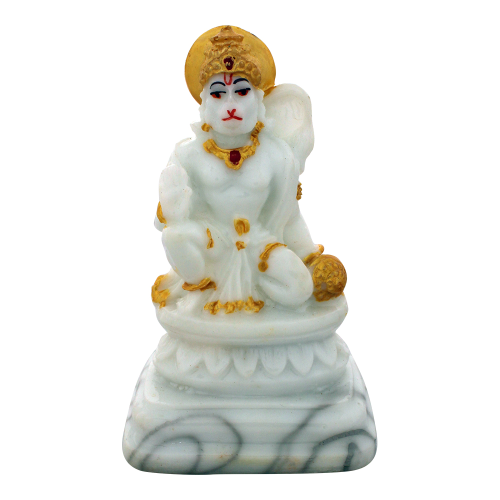 Hanuman Ji Resin Statue - Polyresin Material, Handmade Craftsmanship | Easy To Clean, Lightweight, Anti-tarnish Treatment, Perfect For Pooja Decor
