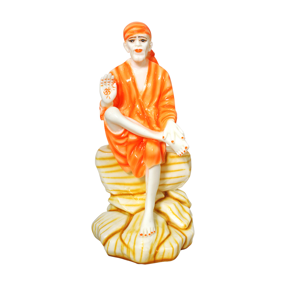 Sirdi Sai Baba Polyresin Statue - Fine Quality Resin, Handmade Indian Design | Easy To Clean, Lightweight, Non Toxic, Rust Proof