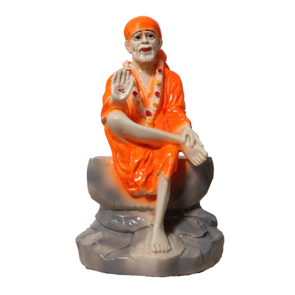 Sirdi Sai Baba Polyresin Statue - Fine Quality Resin, Handmade Indian Design | Easy To Clean, Lightweight, Non Toxic, Rust Proof