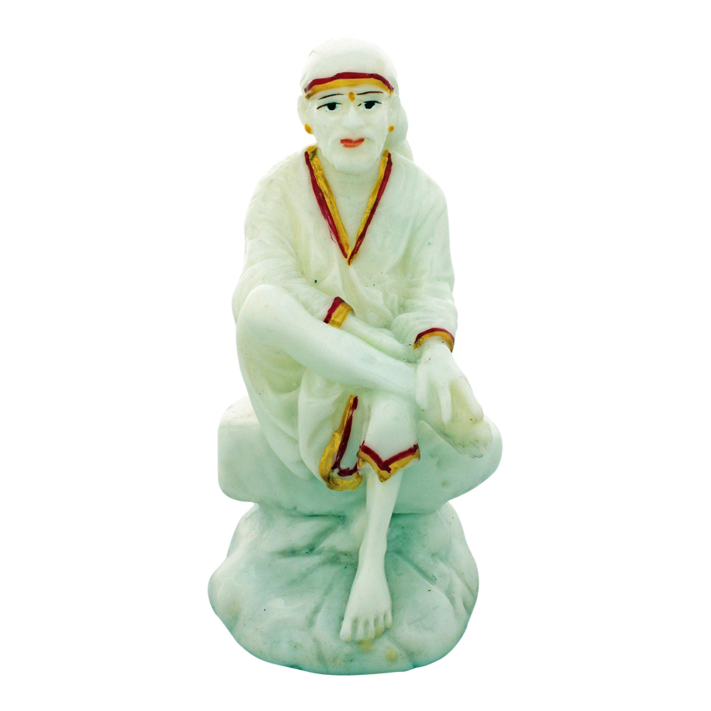 Sirdi Sai Baba Polyresin Statue - Fine Quality Resin, Handmade Indian Design | Easy To Clean, Lightweight, Non Toxic, Rust Proof