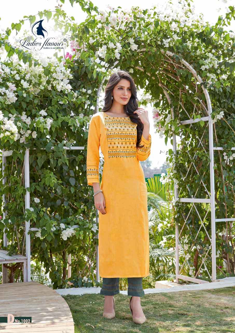 Belliza Cotton Kurti With Pant - Heavy Cotton Flex, Sizes M-3xl | Embroidered, Quick Dry, Washable, 3-4th Sleeve, Traditional Style