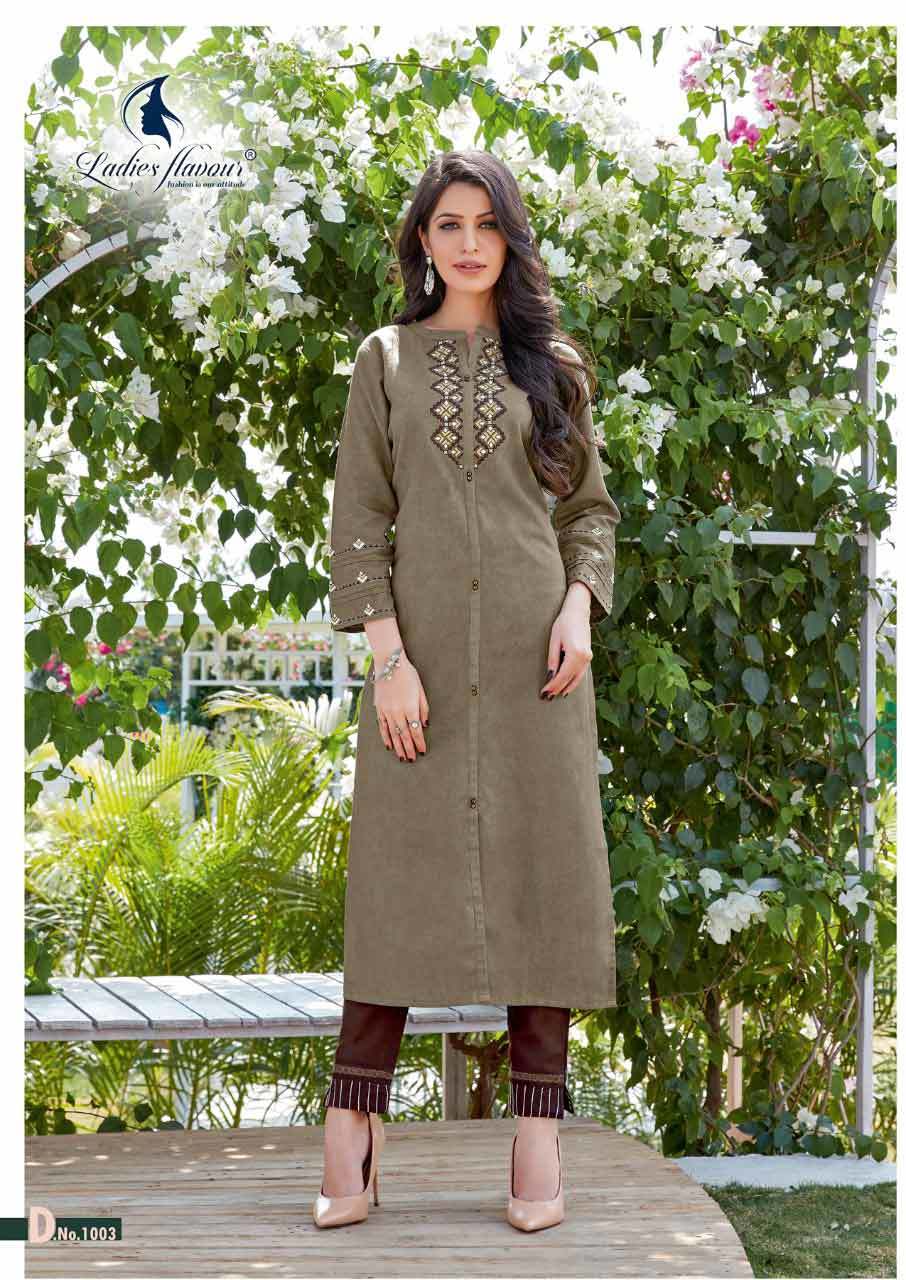 Belliza Cotton Kurti With Pant - Heavy Cotton Flex, Sizes M-3xl | Embroidered, Quick Dry, Washable, 3-4th Sleeve, Traditional Style