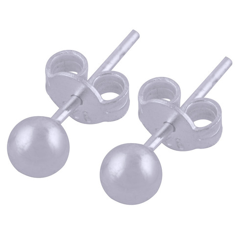 Round Ball Plain 925 Sterling Solid Silver Stud Earrings Size: Length: 5 Mm X Width: 5 Mm