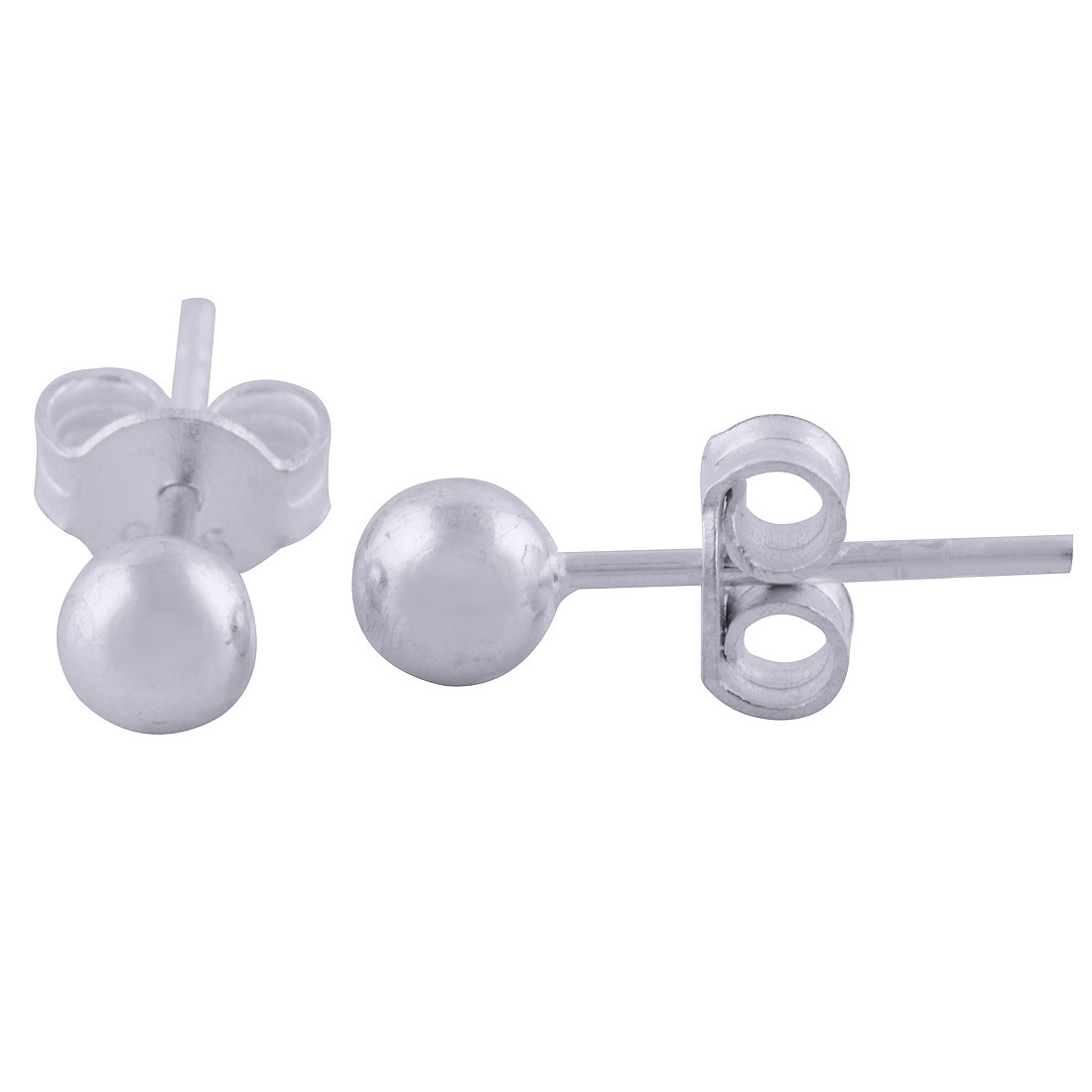 Round Ball Plain 925 Sterling Solid Silver Stud Earrings Size: Length: 5 Mm X Width: 5 Mm