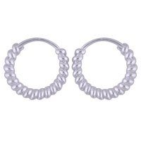 Textured Plain 925 Sterling Solid Silver Bali Earrings