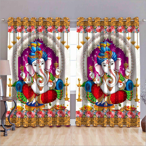 मल्टीकलर भगवान गणेश प्रिंट पर्दा