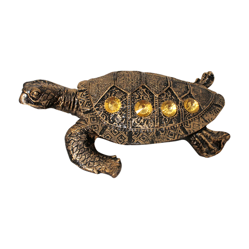 Feng Shui Polyresin Turtle - Polyresin, Multi Size, Antique Color | Ideal Feng Shui Showpiece For Decoration And Gifting, Anti Tarnish Finish