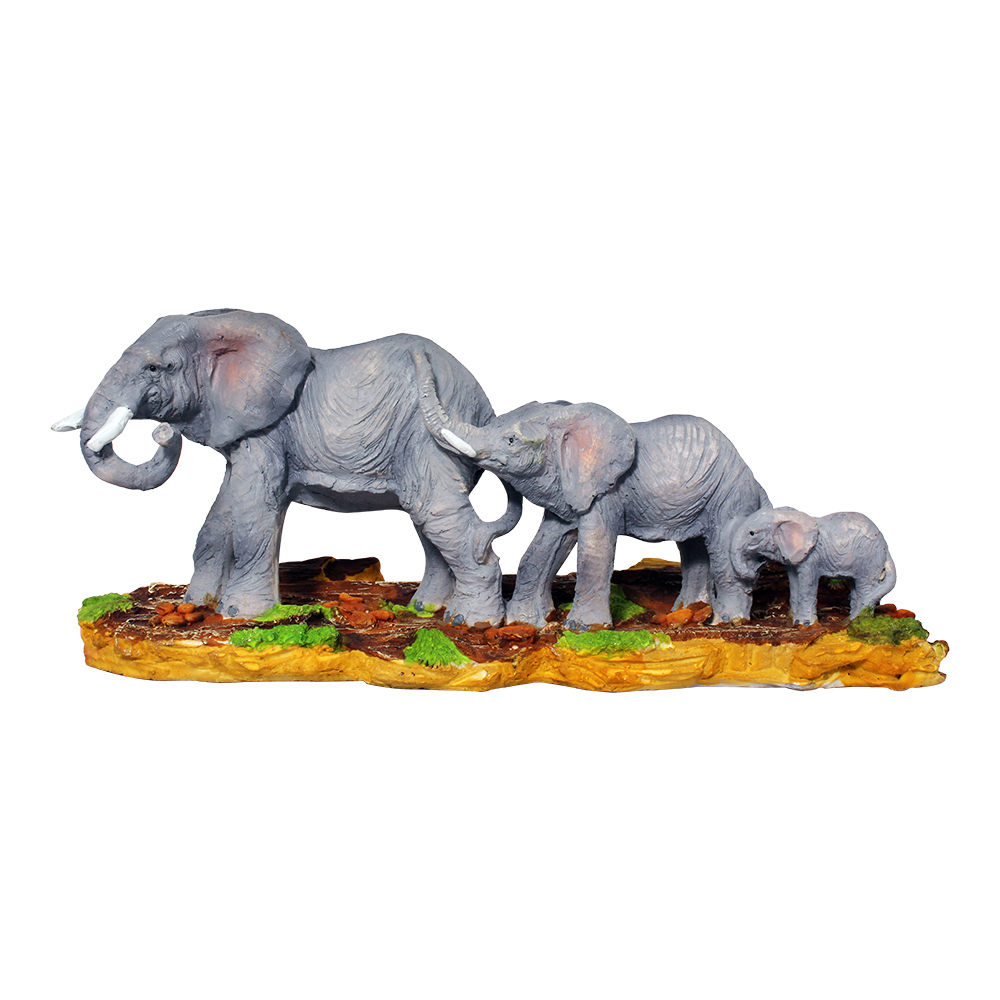 Multicolor Polyresin Mother And Baby Elephant Decorative Statue