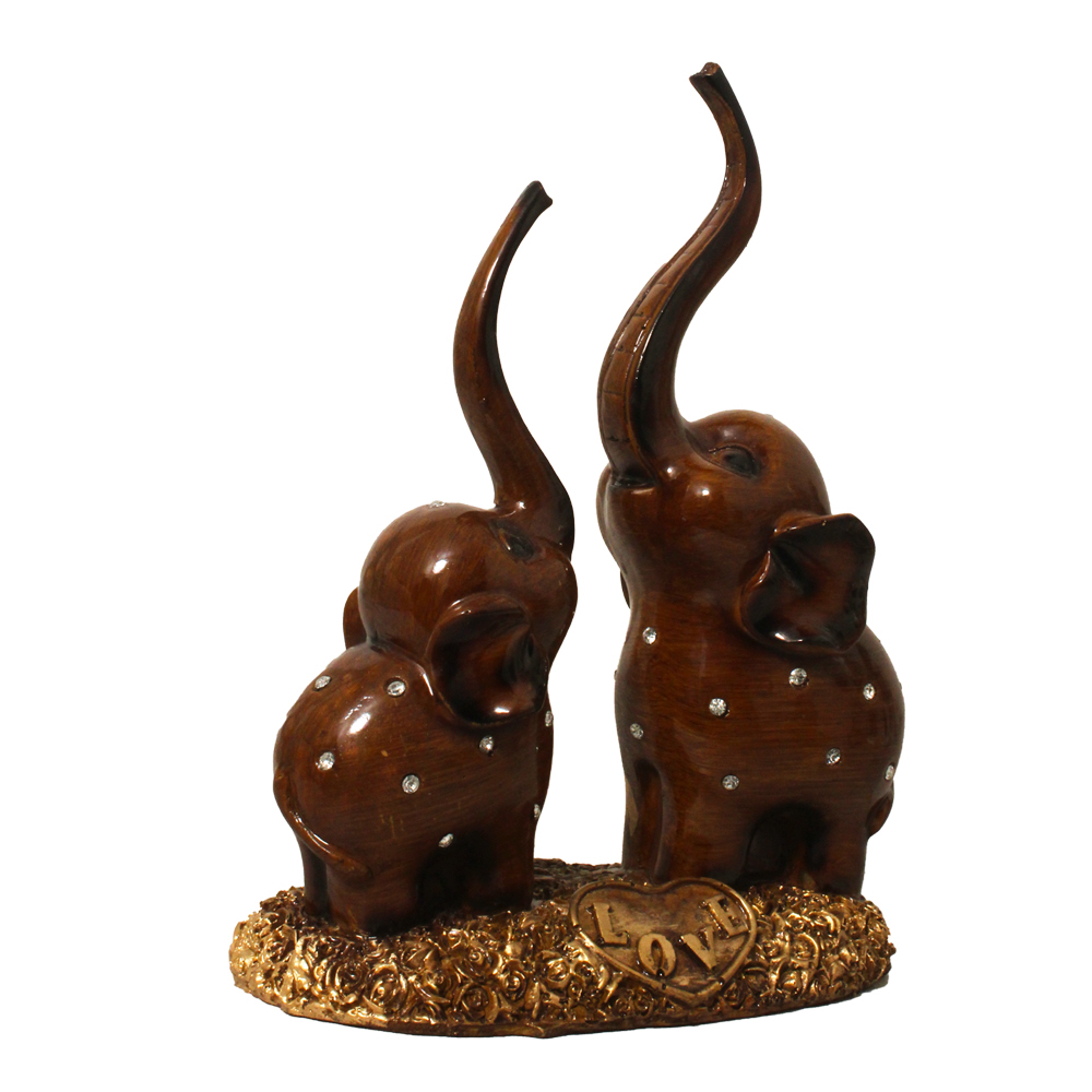 Multi Color Polyresin Elephant Pair Showpiece