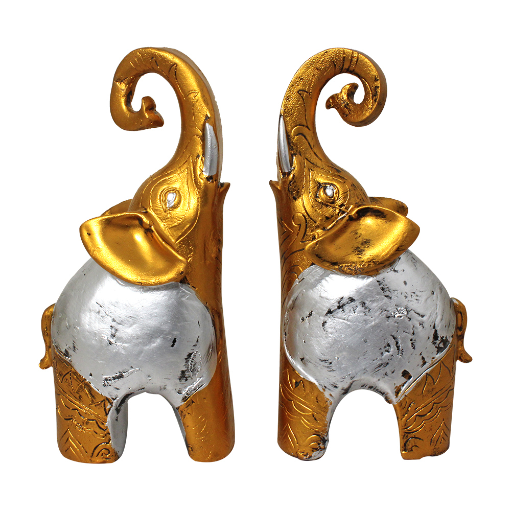 Multi Color Polyresin Elephant Pair Showpiece