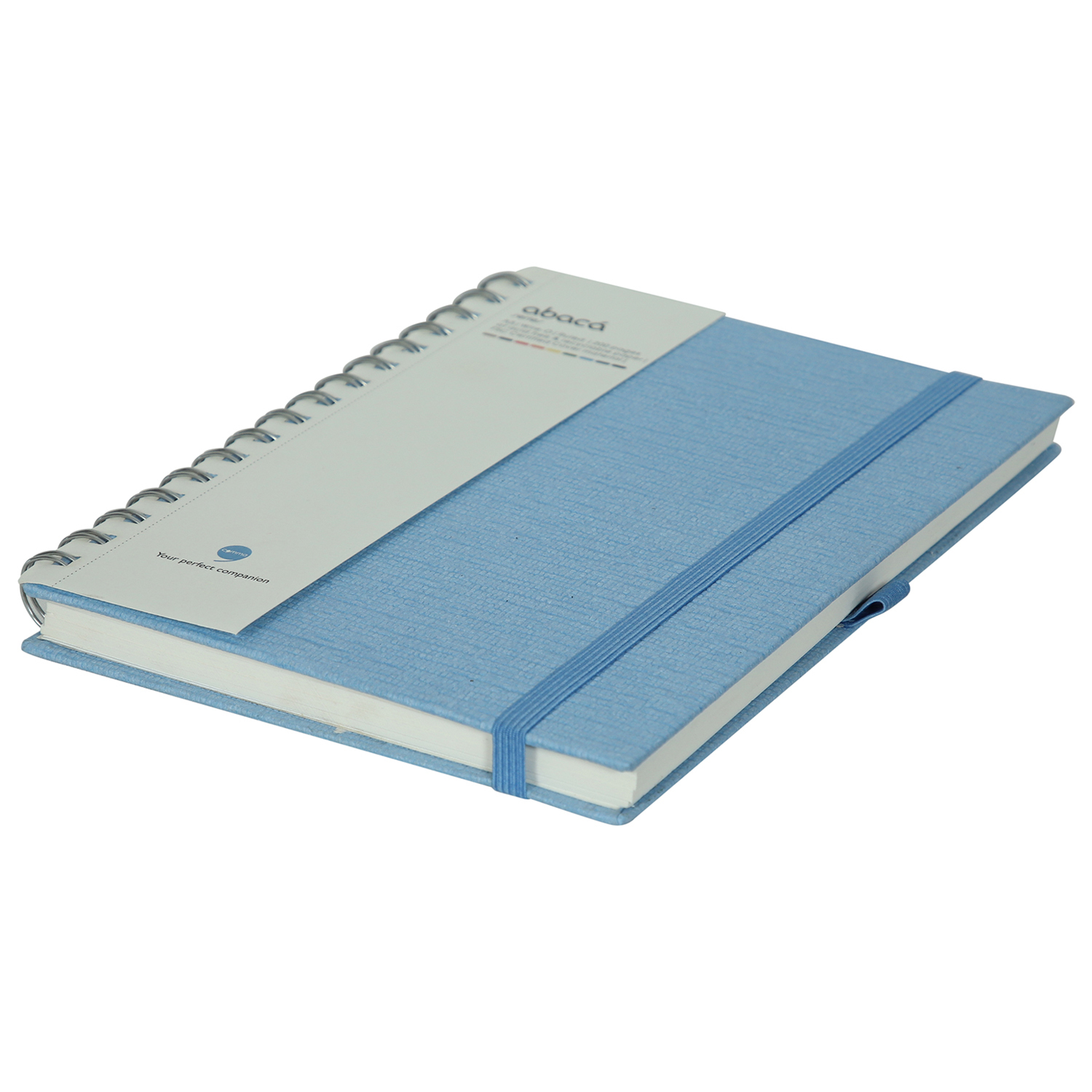 Features Include An Elastic Band Closure Comma Abaca - A5 Size - Wire-o-bound Notebook (Sky Blue)